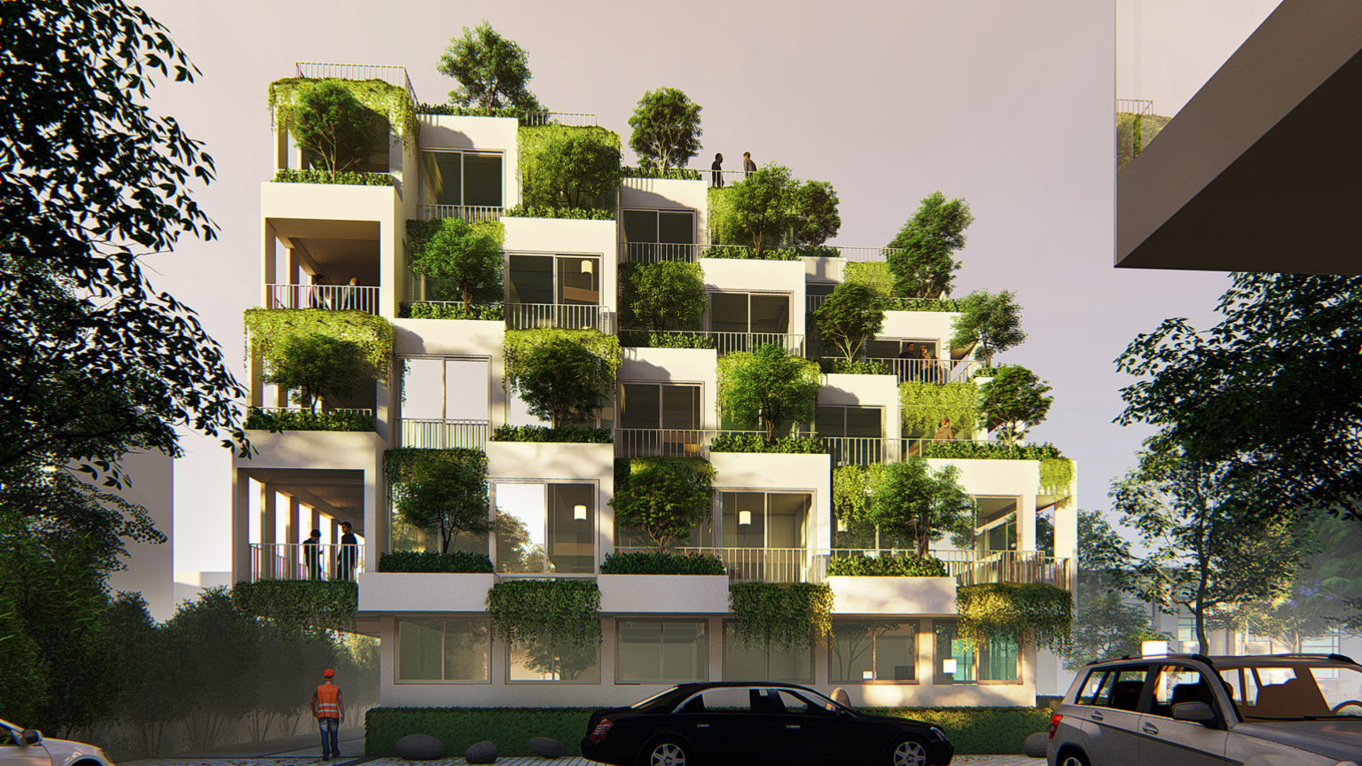 Stylish green architecture of a farm